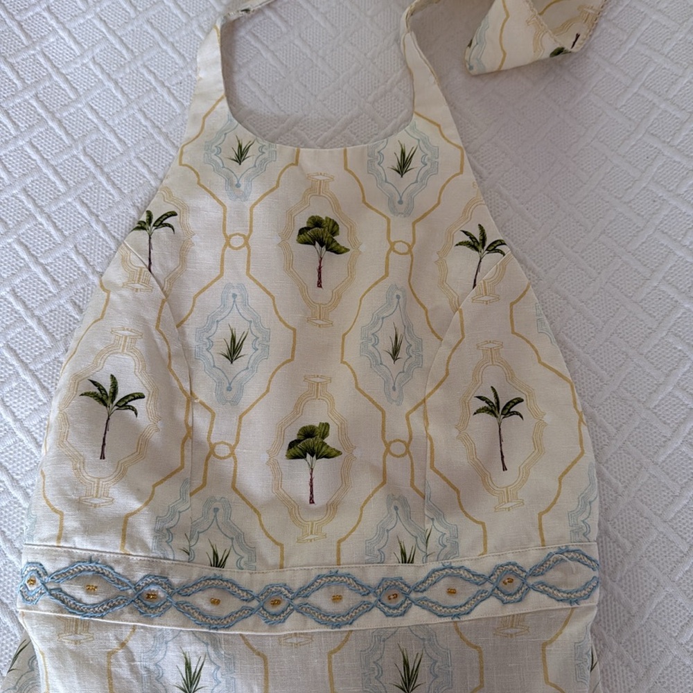 Agua Bendita Cream Maxi Halter Dress with Green Palm Print - Picture 5 of 9